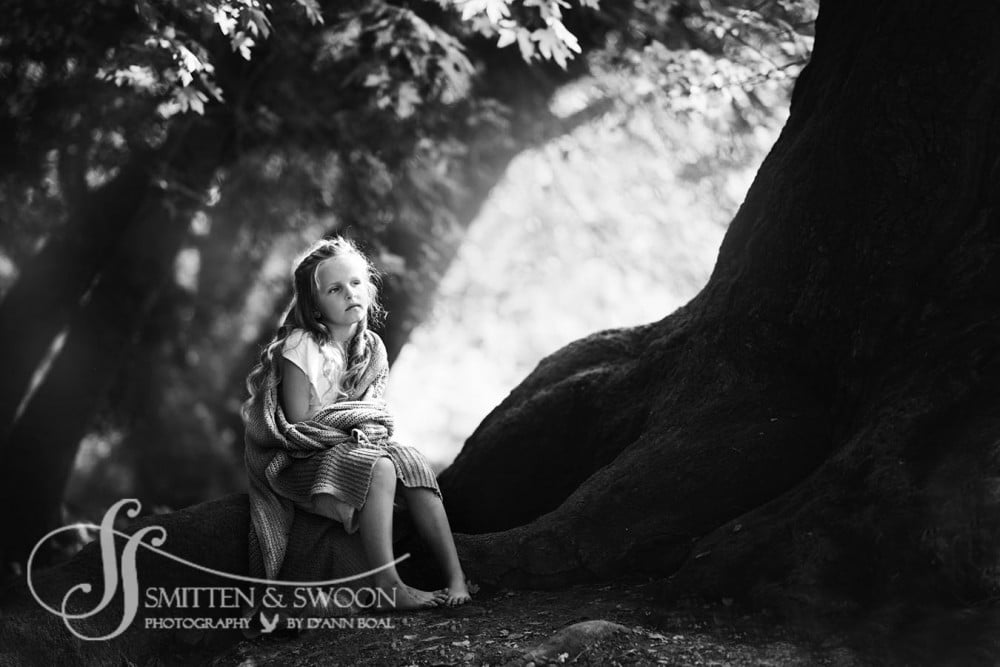 girl sitting on big old tree near river {boulder photographer}