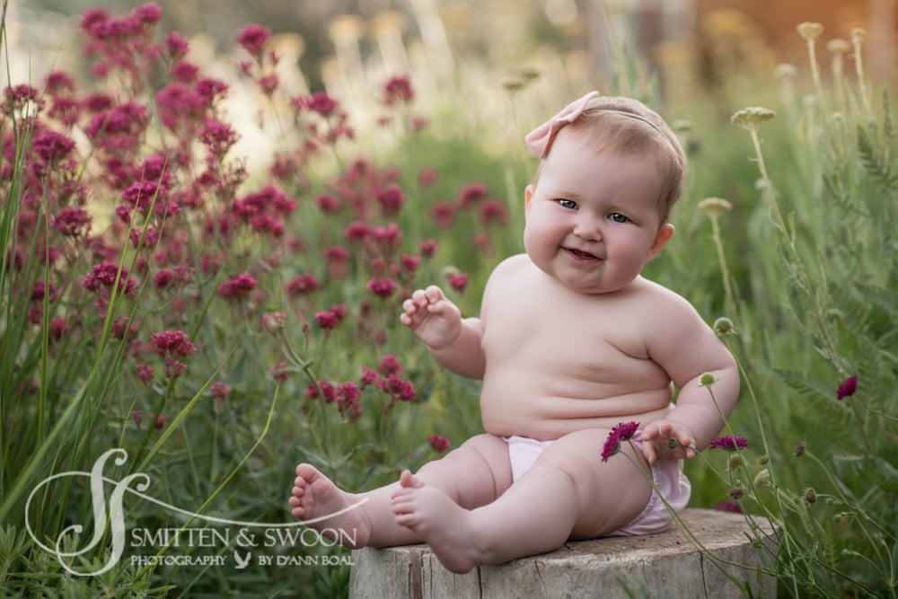 baby girl smiling in garden {boulder baby photographer}